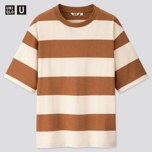 UNIQLO U MOCHA STRIPES OVERSIZED T-SHIRT